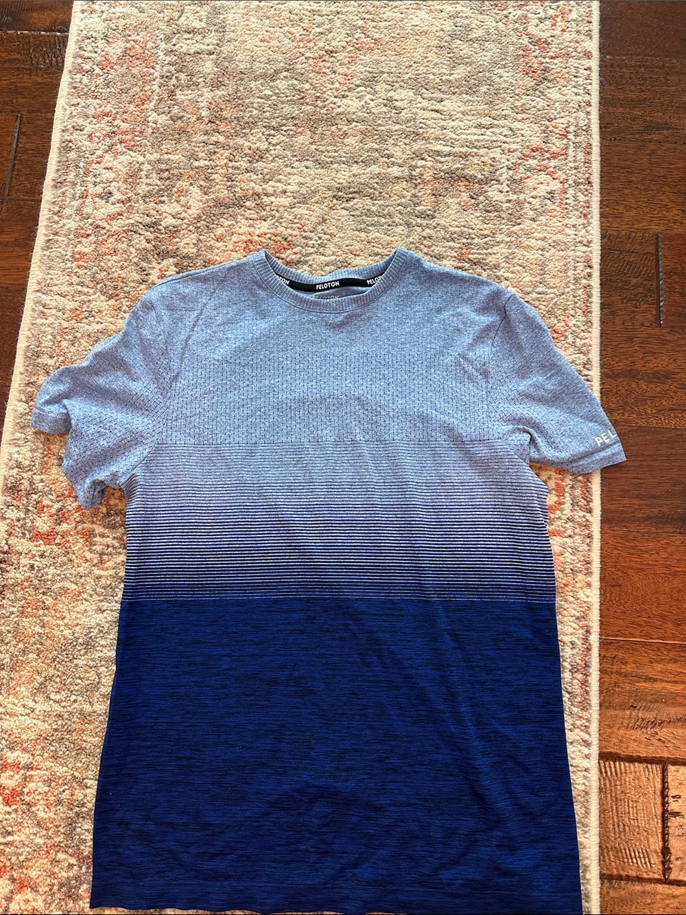 Peloton Men's Gradient Short-Sleeve Crew Tee in Light and Dark Blue